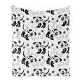 thumbnail image 1 of Bones Soft Flannel Fleece Throw Blanket, Monochrome Style Pattern of Puppy Paws on a Plain Background, Cozy Plush for Indoor and Outdoor Use, 60" x 80", Charcoal Grey and White, by Ambesonne, 1 of 5
