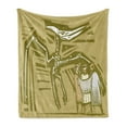 thumbnail image 1 of Bones Soft Flannel Fleece Throw Blanket, Woodcut Style Image of Paleontologists Studying a Dinosaur Fossil, Cozy Plush for Indoor and Outdoor Use, 70" x 90", Fawn Khaki, by Ambesonne, 1 of 5