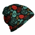 thumbnail image 1 of Bones Unisex Beanie, Ornamental Skulls Pattern, Hiking Outdoors, Charcoal Grey Multicolor, by Ambesonne, 1 of 1