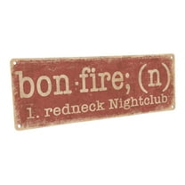 Bonfire 4"x12" Metal Sign, Wall Décor for Porch, Patio, and Deck