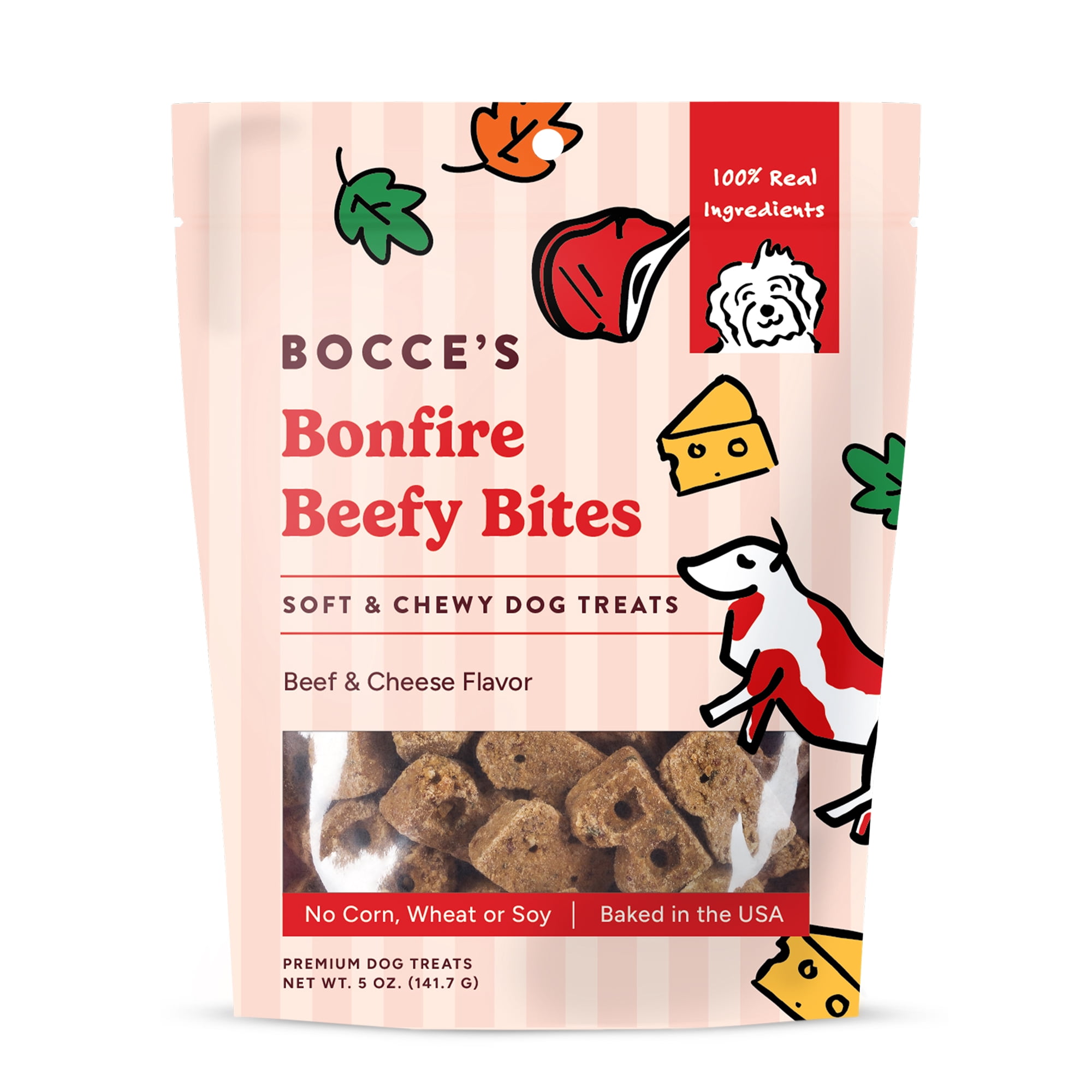 Bocce's Bakery Soft & Chewy Bonfire Beefy Bites Soft Treats for Dogs, 5oz Bag