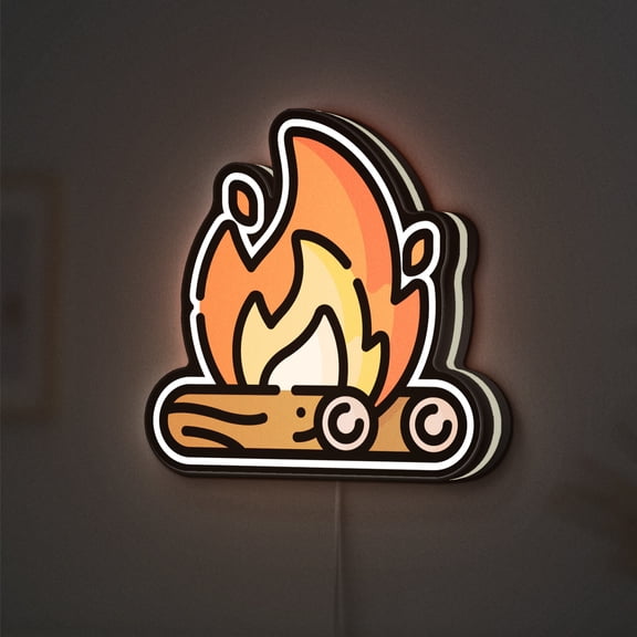 Bonfire Camping 3D Novelty Light Box for Outdoor Fire Lovers, Wood Burning Bushcraft Lamp Decor for Nature and Adventure Fans (Height 8 inch, 20cm)