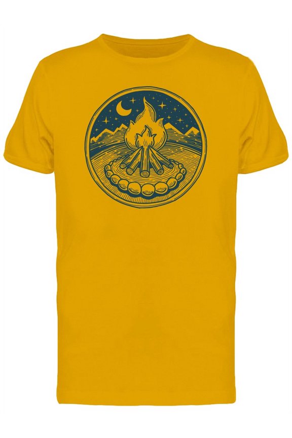 Bonfire Over The Nightsky B&W T-Shirt Men -Image by Shutterstock, Male Large