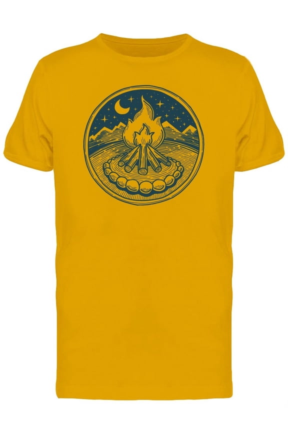 Bonfire Over The Nightsky B&W T-Shirt Men -Image by Shutterstock, Male Medium