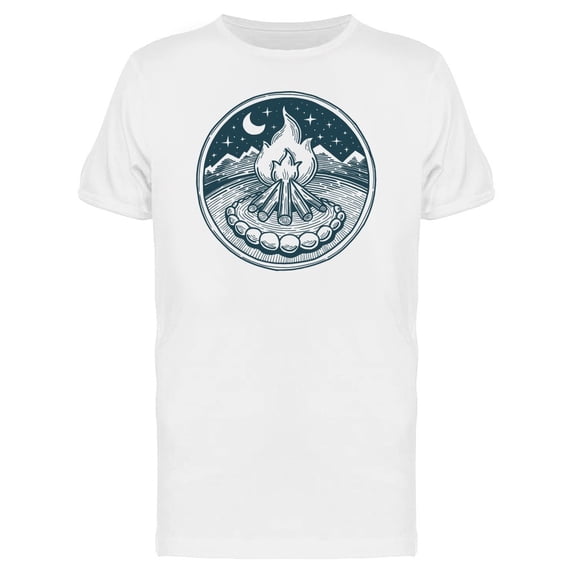 Bonfire Over The Nightsky B&W Tee Men's -Image by Shutterstock