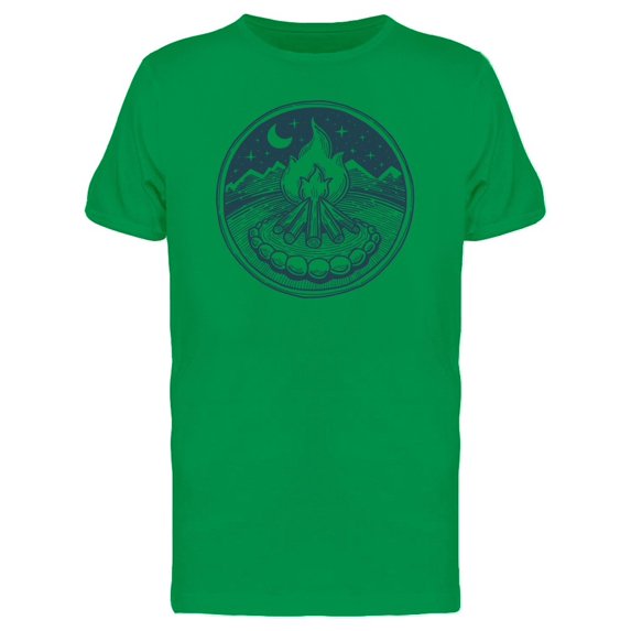 Bonfire Over The Nightsky B&W Tee Men's -Image by Shutterstock