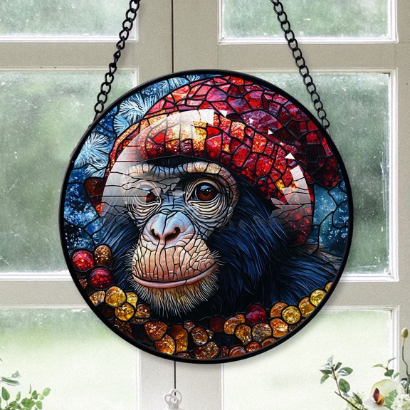 Bongo Antelope Ornament Christmas 2025, Bongo Antelope Stained Glass Hanging Window Handcrafted Glass Sun Catcher for Door and Garden Decor