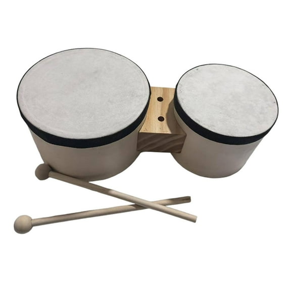 Bongo Drum Percussion Instrument Hand Drum Wooden 5 and 6 Inch for Kids Beginners Adults Musical Education