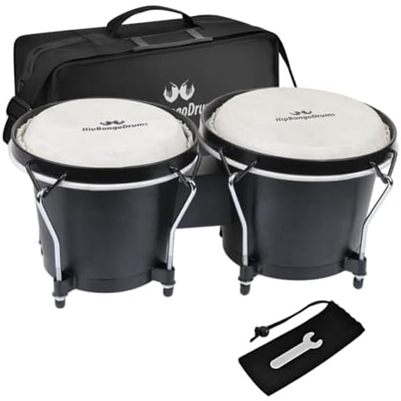 Bongo Drum Set 6 and 7 Inch for Adults & Beginners, Tunable Hand Percussion Instruments, Hickory Wood Shells, Metal Hardware with Tuning Wrench$$Music