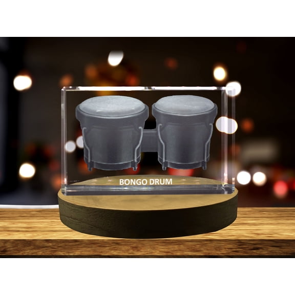 Bongo Drums 3D Engraved Crystal 3D Engraved Crystal Keepsake/Gift/Decor/Collectible/Souvenir