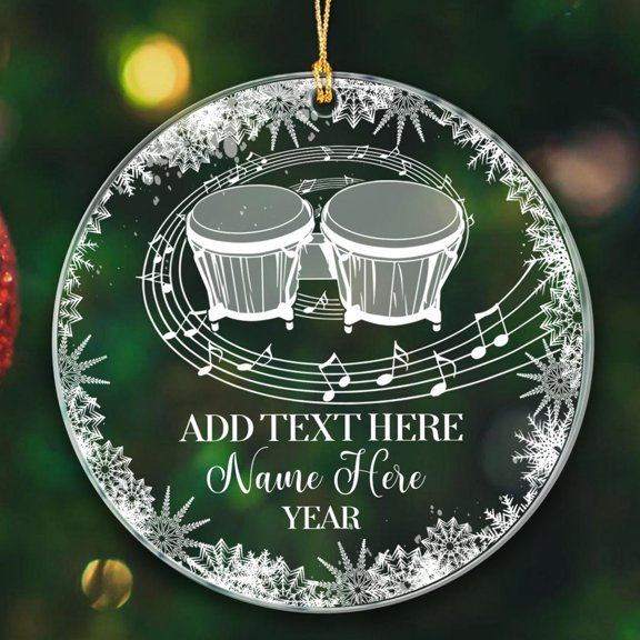 Bongo Drums Christmas Ornament Gift For Bongo Drums Lover Music Teacher, Personalized Bongo Drums Musical Instrument Ornaments 2025, Bongo Drums Playing Ornament, Custom Name Band Drums Ornaments