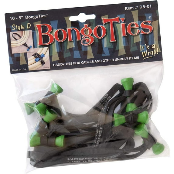 BongoTies All-Natural Reusable Cable Tie Wraps 10-Pack - Tree Frog