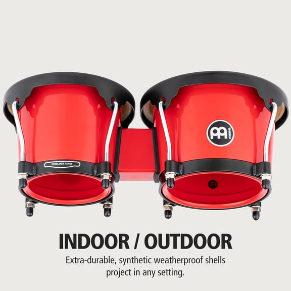 Bongos Hand Drum Set 6.5" and 7.5" with Durable Synthetic Shells, Tuning Key, Buffalo Rawhide Heads, Weather-Resistant, Journey Series, Brown