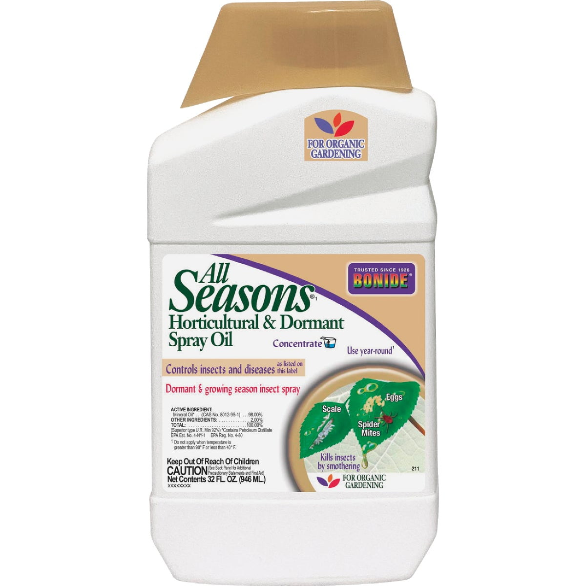 BONIDE All Seasons Horticultural Oil Spray Concentrate - Insecticide - 32FL OZ