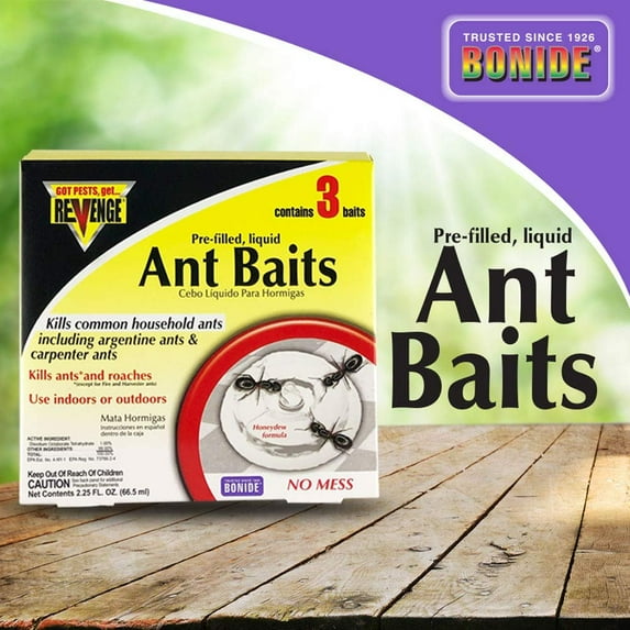 Bonide Revenge Liquid Ant Bait Stations - Indoor/Outdoor Ant Killer - 3 Pack