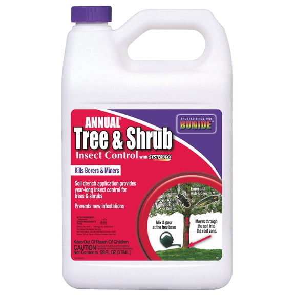 Bonide Annual Tree & Shrub Insect Control with Systemaxx, 128 oz Concentrate, 1-Year Protection