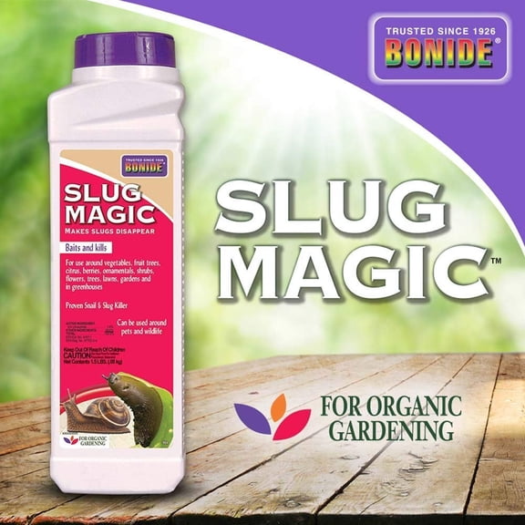 Bonide BND904 - Slug Magic, Garden Snail and Slug Killer Granules for Organic Gardening, Slug and Snail Insecticide/Pesticide 24 oz.