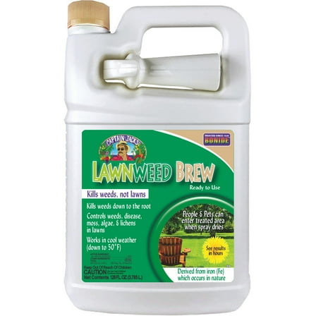 Bonide Captain Jack's Lawnweed Brew, 128 oz Herbicide Spray, Controls Weeds, Moss, Algae, Lichens