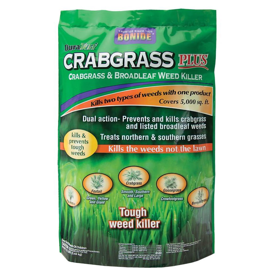 Bonide Crabgrass & Broadleaf Weed Killer, Granular, 12 lb Bag, Covers 5000 Sq Ft
