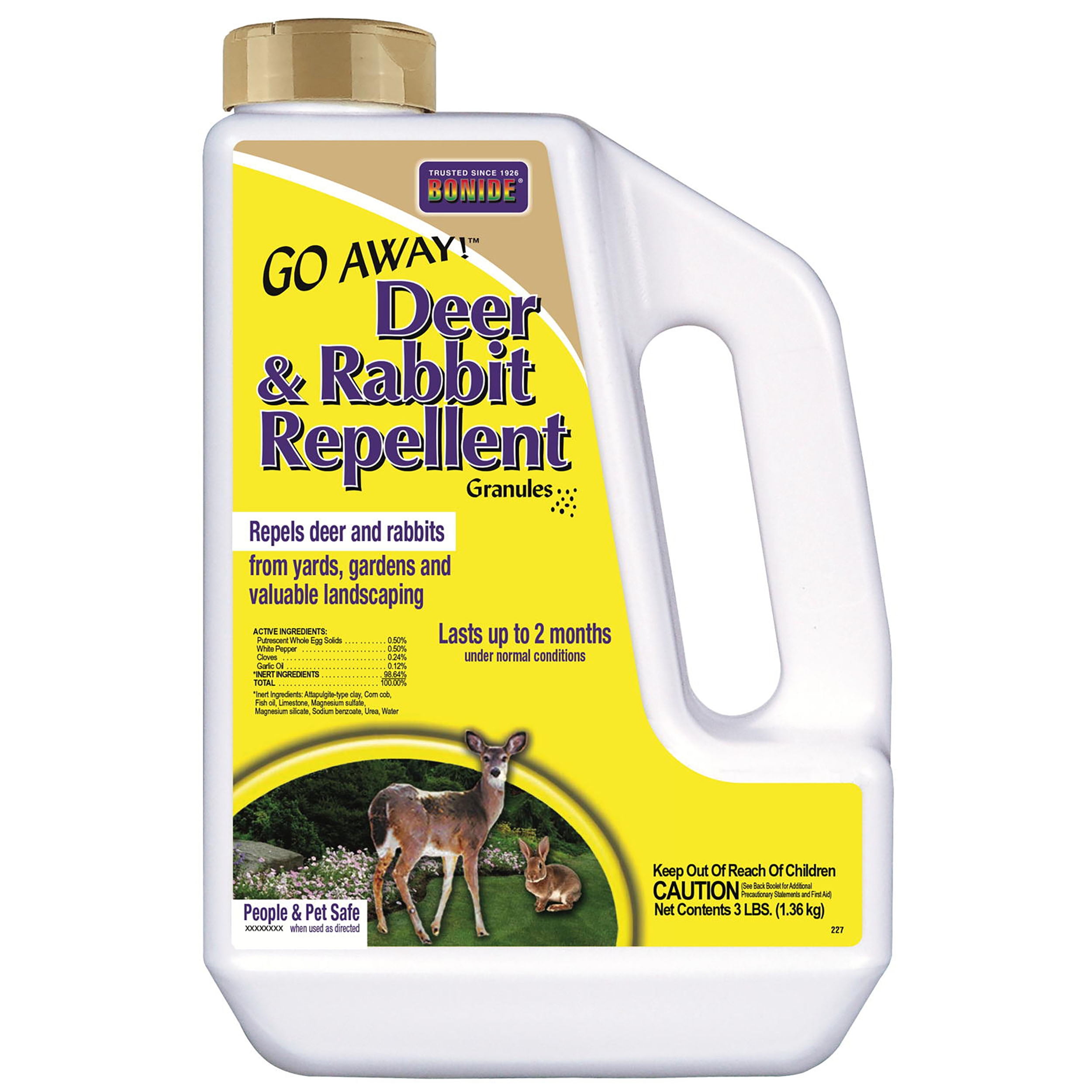 Bonide Go Away! Deer & Rabbit Repellent Granules, 3 lb. Ready-to-Use Deterrent