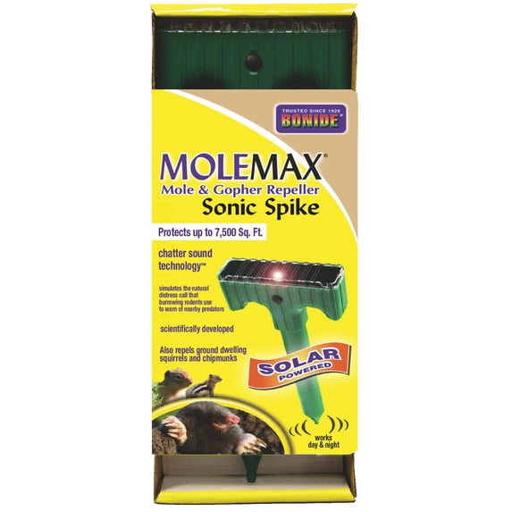Bonide Mole Max Mole & Gopher Repeller Solar Powered Sonic Spike, 1 Unit