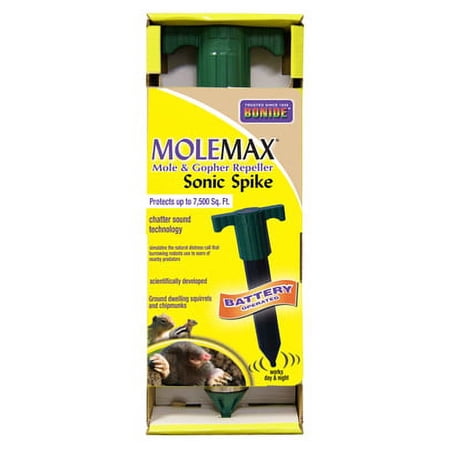 Bonide Molemax RX Mole Repellent Stake Battery Powered Stake Emits Chatter Wa