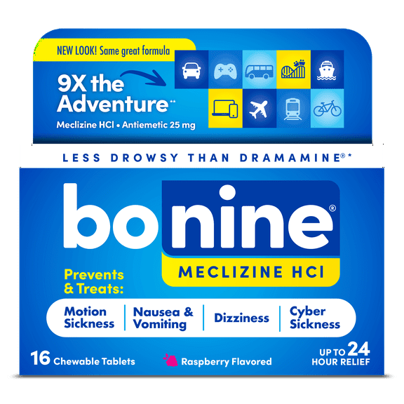 Bonine Motion Sickness Tablets, Raspberry, 16 Count, 2 Pack
