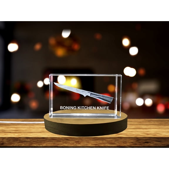 Boning Kitchen Knife Immortalized in 3D Engraved Crystal A&B Crystal Collection