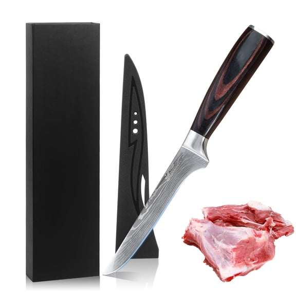 Boning Knife 6 Inch, Super Sharp High Carbon Stainless Steel, Professional Boning Knife for Meat Poultry Chicken