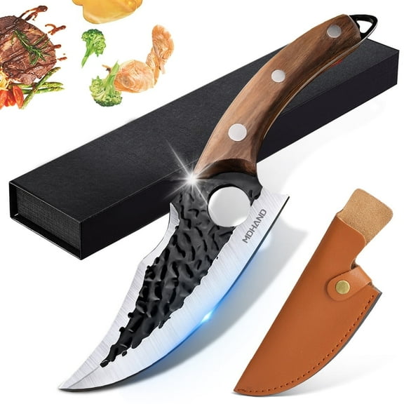 Boning Knife,DFITO Full Tang Stainless Steel Boning Knife Chef Fishing Knives Carry Leather with Gift Box