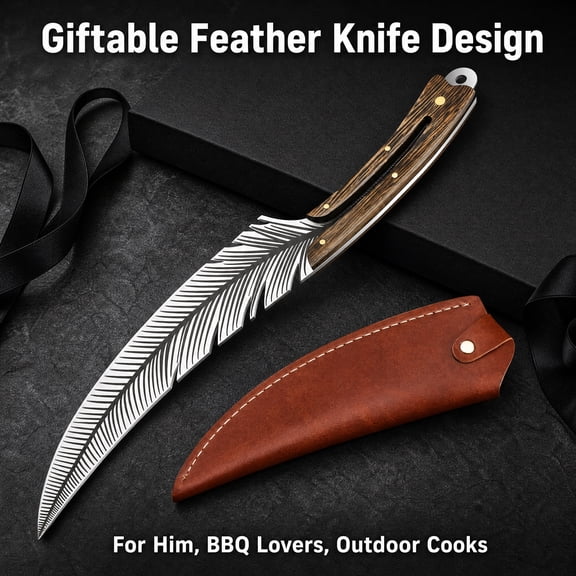 Boning Knife - Hand Forged High Carbon Steel Butcher Knife for Meat Cutting, Balanced Wood Handle, Sheath Included, Forged Kitchen Knife for BBQ, Camping, Kitchen Prep