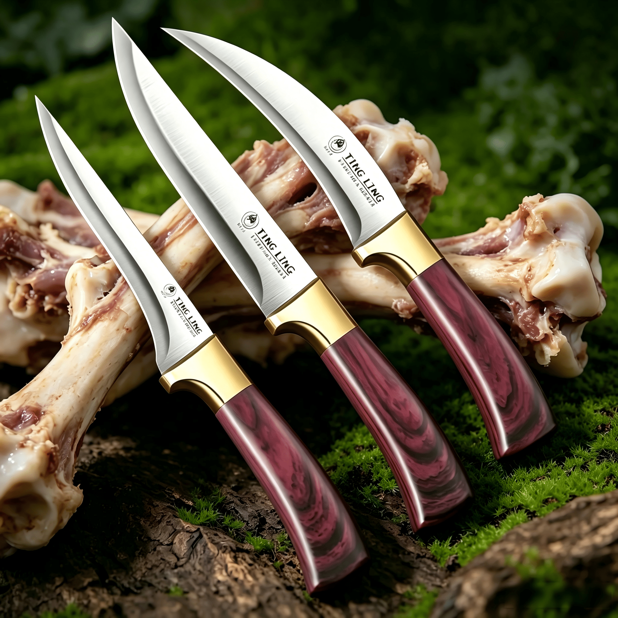 Plys Boning Knife Set 3-Piece Stainless Steel Rust Resistant Very Sharp for Meat Cutting