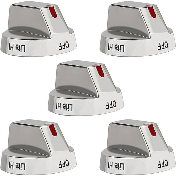 Bonison 5 Pack DG64-00473A Samsung Stove Knob Replacement for Samsung Gas Range Oven - Stainless Steel Top Burner Control Dial Knob - Compatible with NX58F5700WS NX58H5600SS NX58H5650WS NX58J7750SS