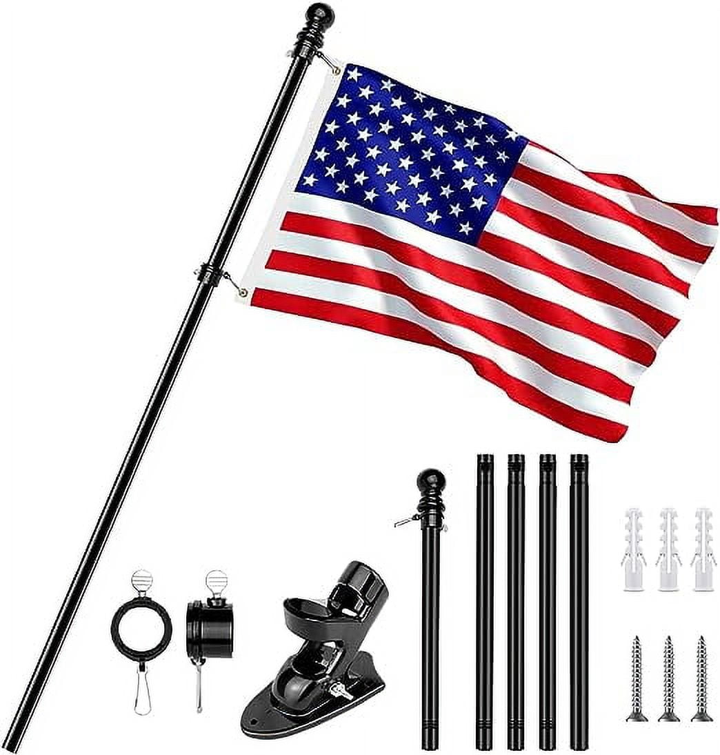 Bonison, Black Wall Mount Flag Pole with Bracket for Home Porch