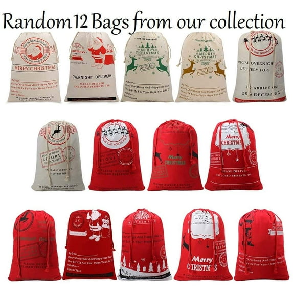 Bonison Christmas Bag Santa Sack Canvas Bag For Gifts Santa Sack Special Delivery Extra Large Size 27.6"x19.5" (12pcs)