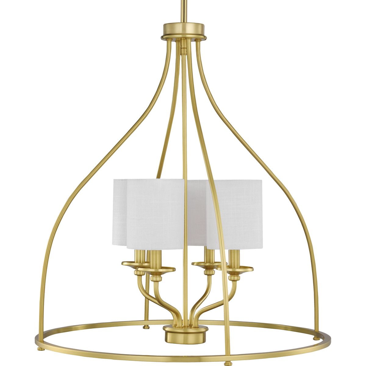 Satin Brass Four-Light Drum Foyer Chandelier