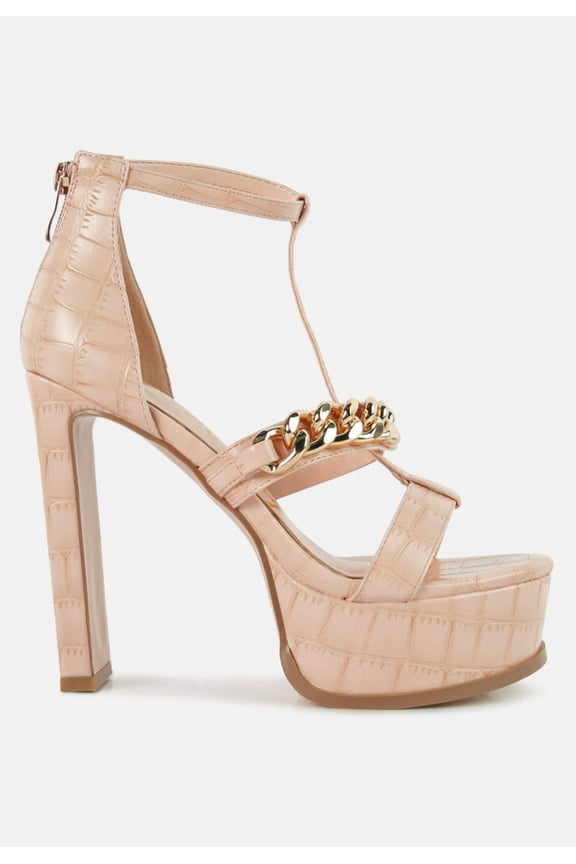 Bonita Metal Chain Zip Up Sandals