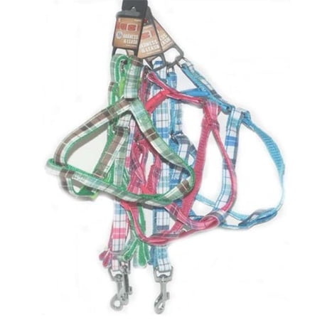 Bonita Pet 2324541 20 in. Harness & Leash Set, Assorted Plaid - Case of 48