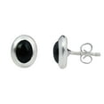 thumbnail image 1 of Bonito Creation Natural Black Onyx Oval Stud Earrings For Women in 925 Sterling Silver 6x4 mm Gemstone Push Back Studs, 1 of 2