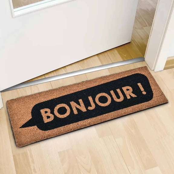 Bonjour 30x10 Long Sheltered Front Door Mat Coco Natural