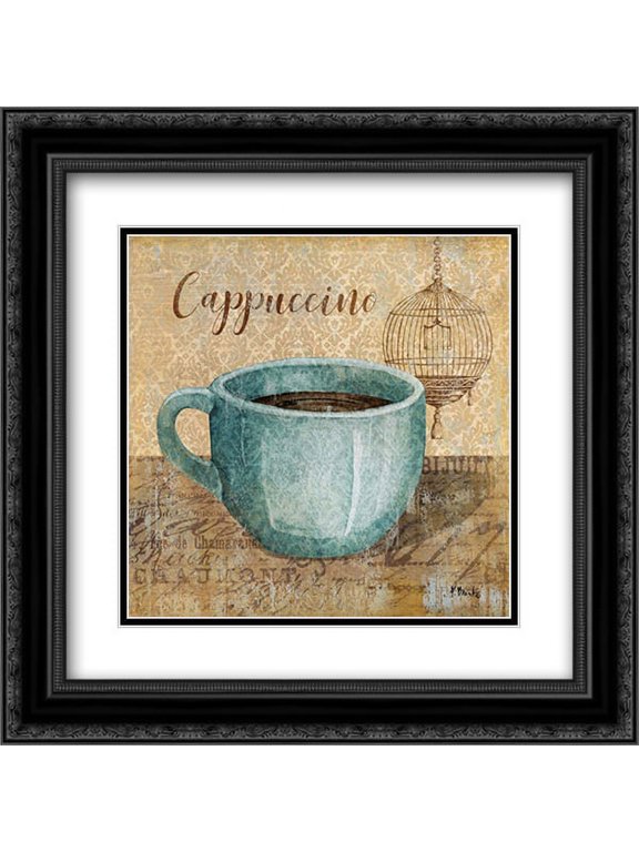 Bonjour Cafe IV 2x Matted 20x20 Black Ornate Framed Art Print by Brent, Paul