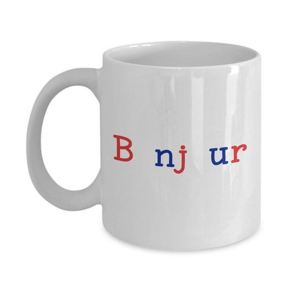 Bonjour Coffee Mug - Funny Tea Hot Cocoa Cup - Novelty Birthday Christmas Anniversary Gag Gifts, Ceramic Mug 11Oz