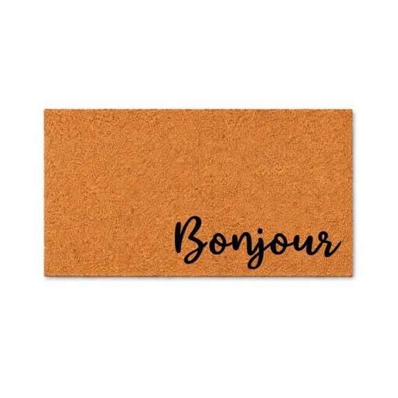 Bonjour Doormat, French Welcome Mat, Front Door Entry Rug, Housewarming Gift, Minimalist Script Design, Home Decor 4150 (24x48 inches) 4150