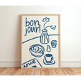 Bonjour French Breakfast Wall Art Print, Retro Coffee And Croissant ...