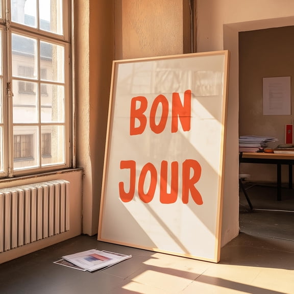 Bonjour French Poster: Colorful Hallway Welcome Art Unframe Size 24''x36'' GooGate