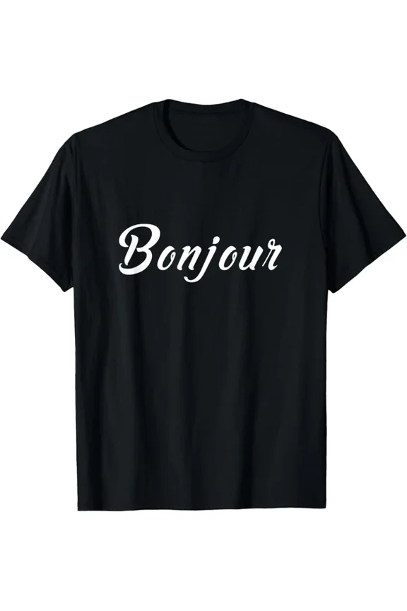 Bonjour Hello French Saying Everyday Design T-shirt