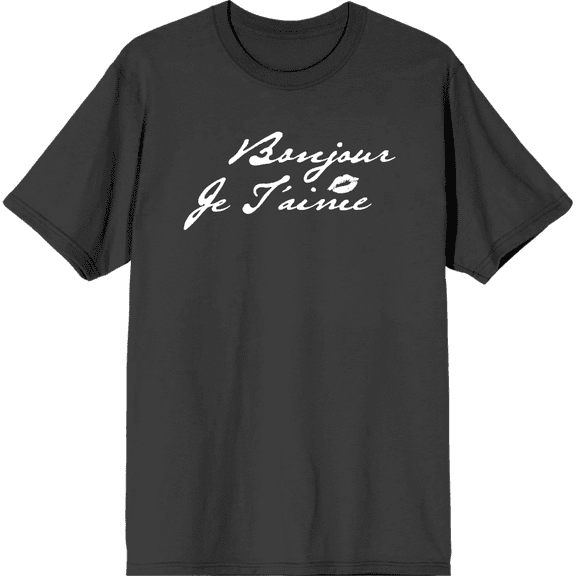 Bonjour Je T'Aime Adult Short Sleeve Tee-3XL-Charcoal