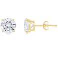 thumbnail image 1 of Bonjour Jewelers 10k Yellow Gold Created White Diamond Round Stud Earrings 4mm Plated, 1 of 1