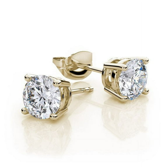 Bonjour Jewelers 10k Yellow Gold Created White Sapphire 4 Carat Round Stud Earrings Plated