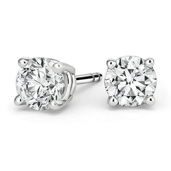 Bonjour Jewelers 14K White Gold 1/4 Carat Round Created Diamond Solitaire Stud Earrings